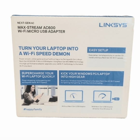 NIB Linksys Max Stream AC600 WiFi Micro USB Adapter - Picture 4 of 6
